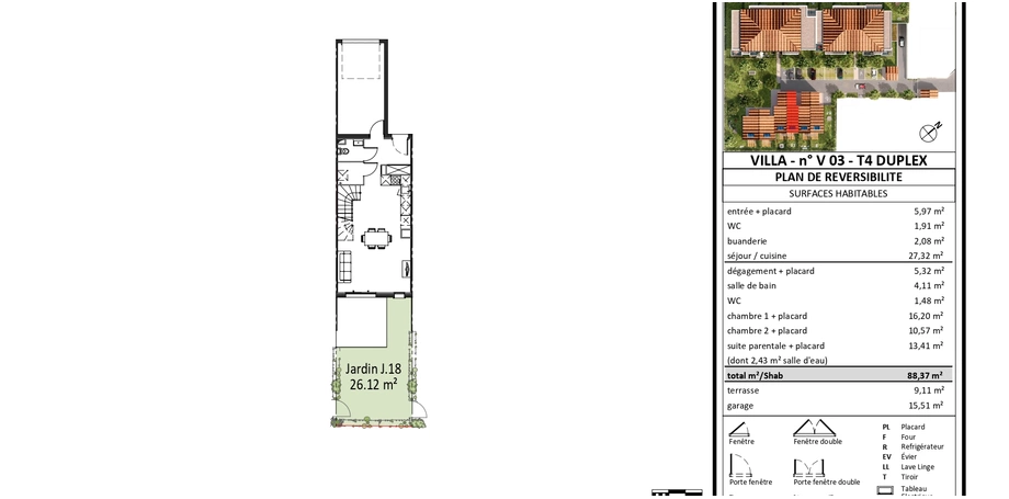 Villa Neuve T4 Duplex de 88,45m² + Terrasse +Jardin +  Garage à ST ALBAN